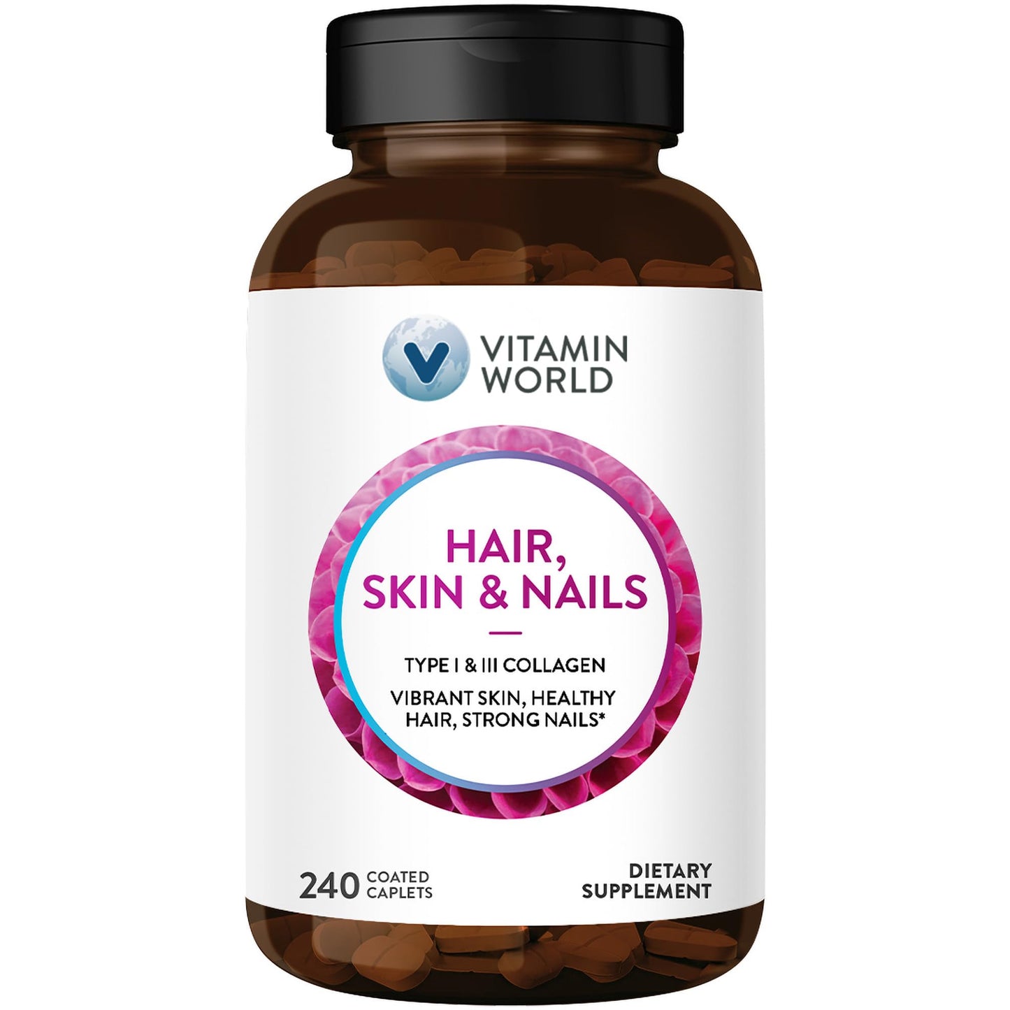 Vitamin World cabello piel uñas 240 tabletas colageno biotina