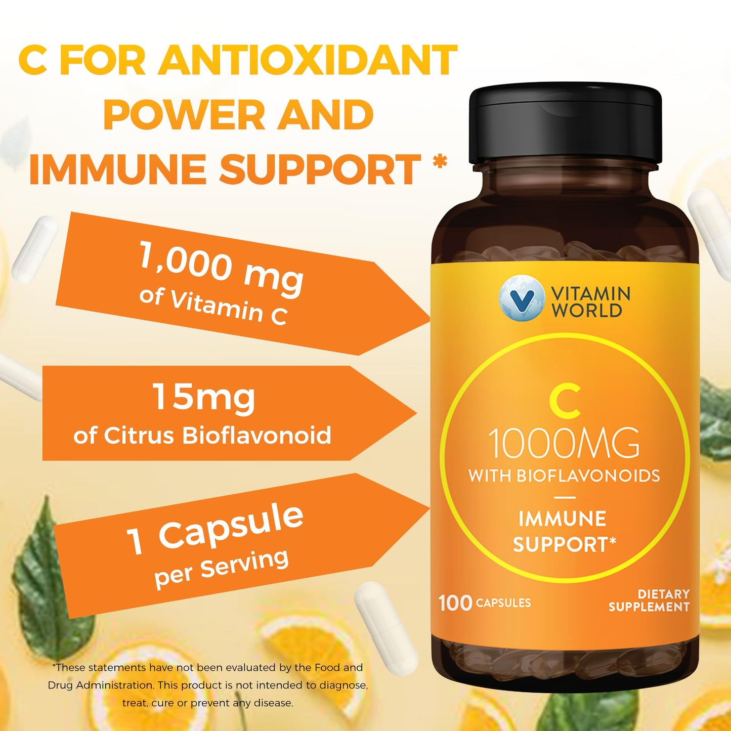 Vitamin World vitamina c para salud piel y huesos sin gluten