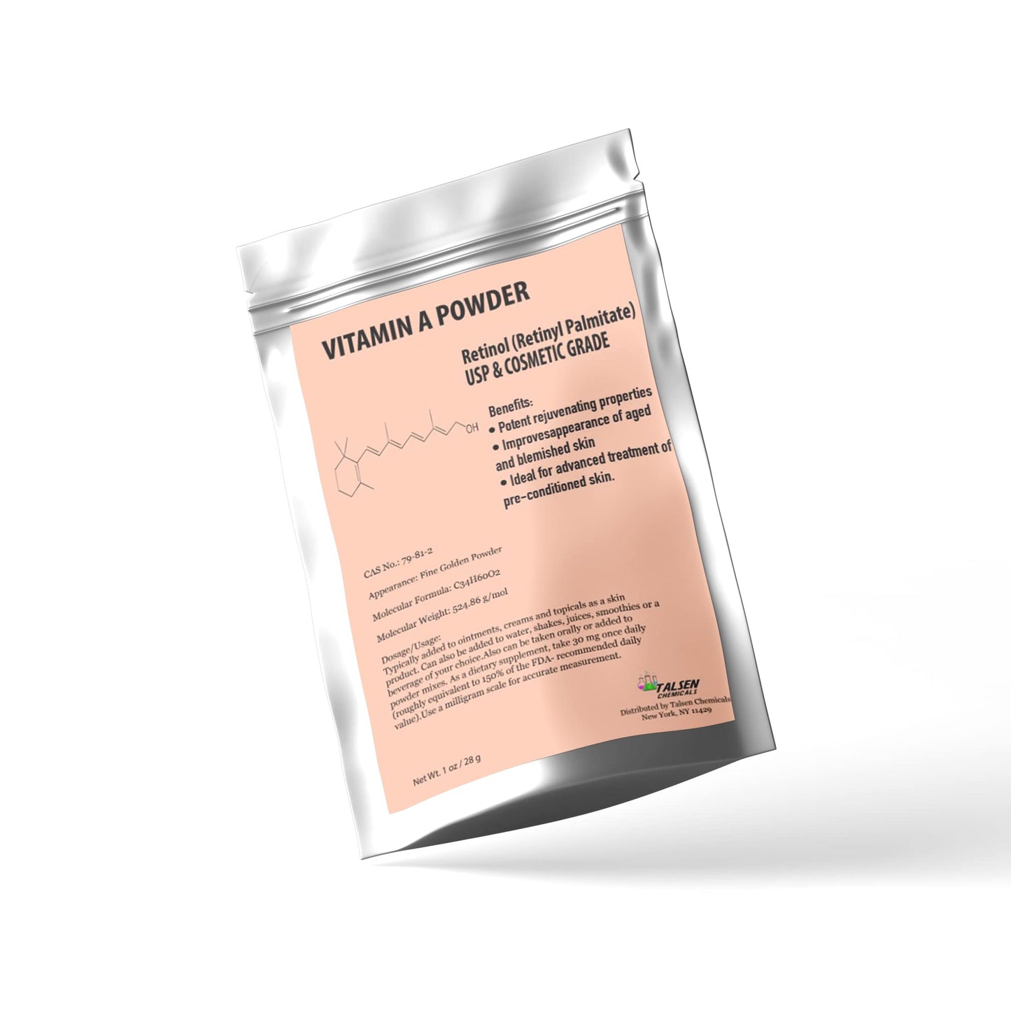 Vitamina A pura en polvo Talsen Chemicals 1 onza