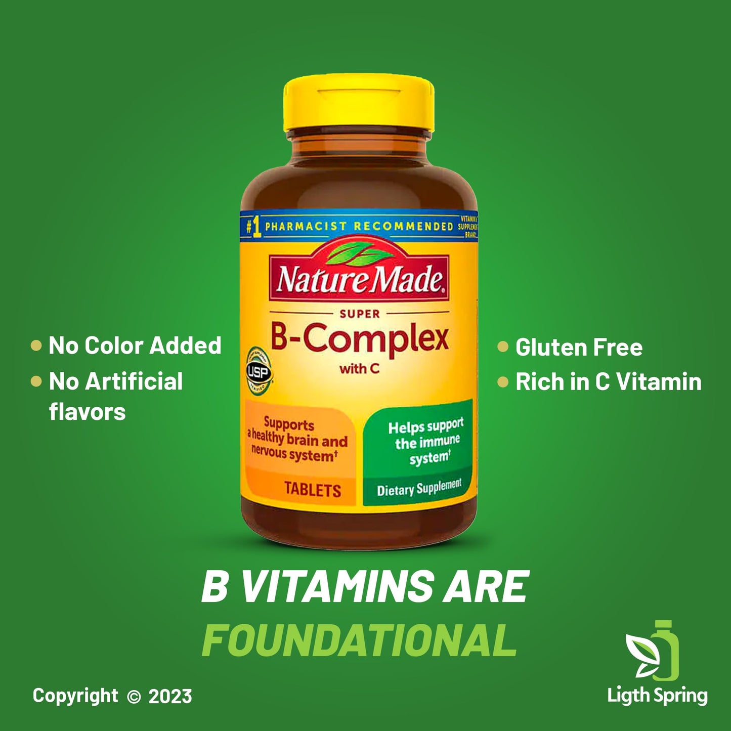 Vitamina B complejo con minerales en tabletas LightSpring