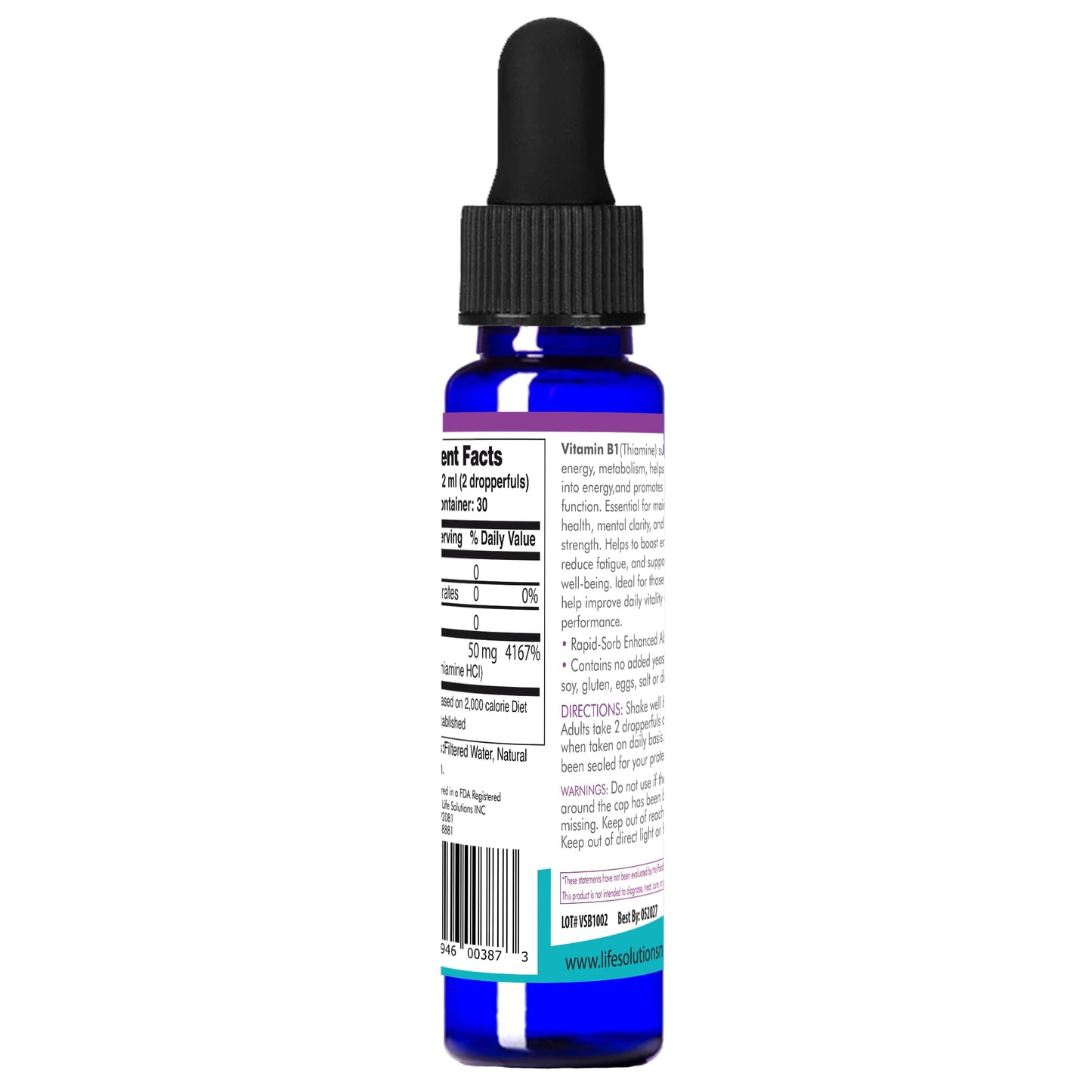 Vitamina B1 líquida para apoyo energético y nervioso 2 oz