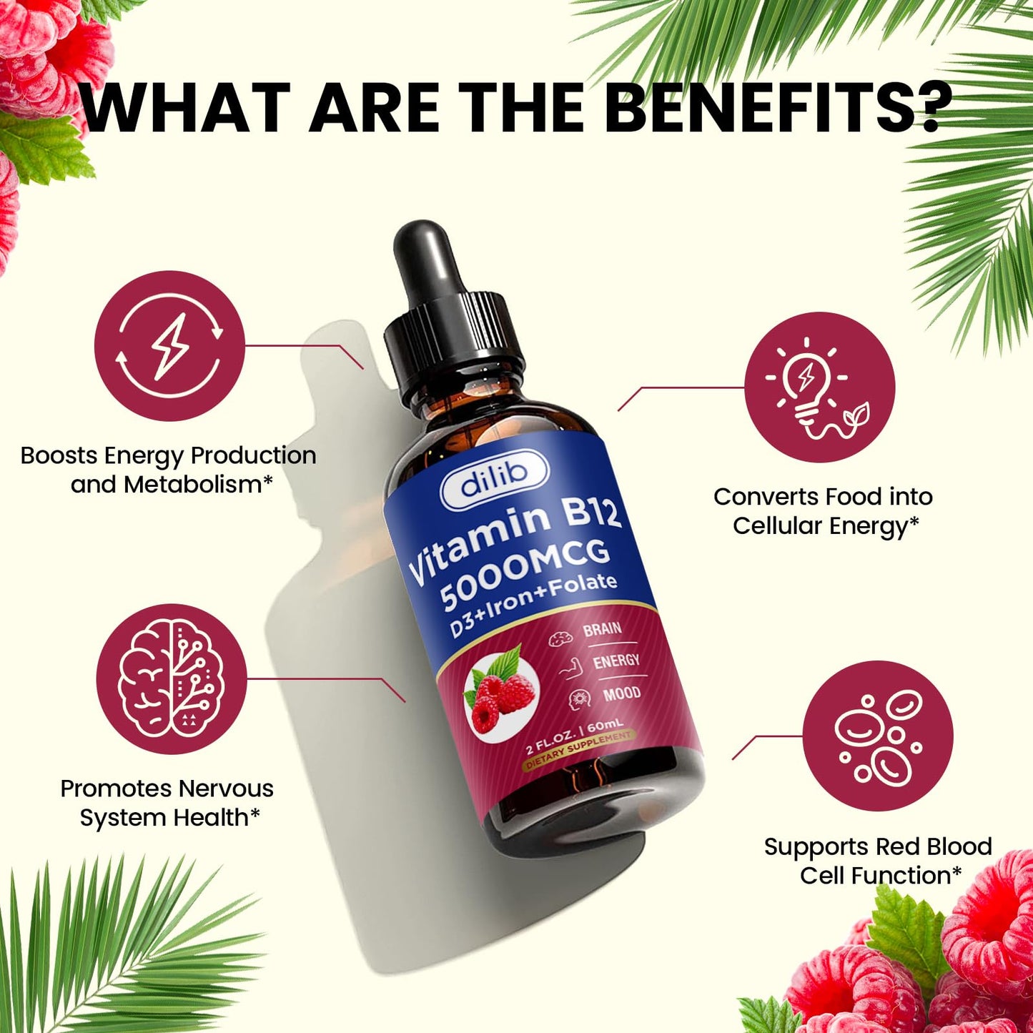 Vitamina B12 dilib con sabor natural frambuesa