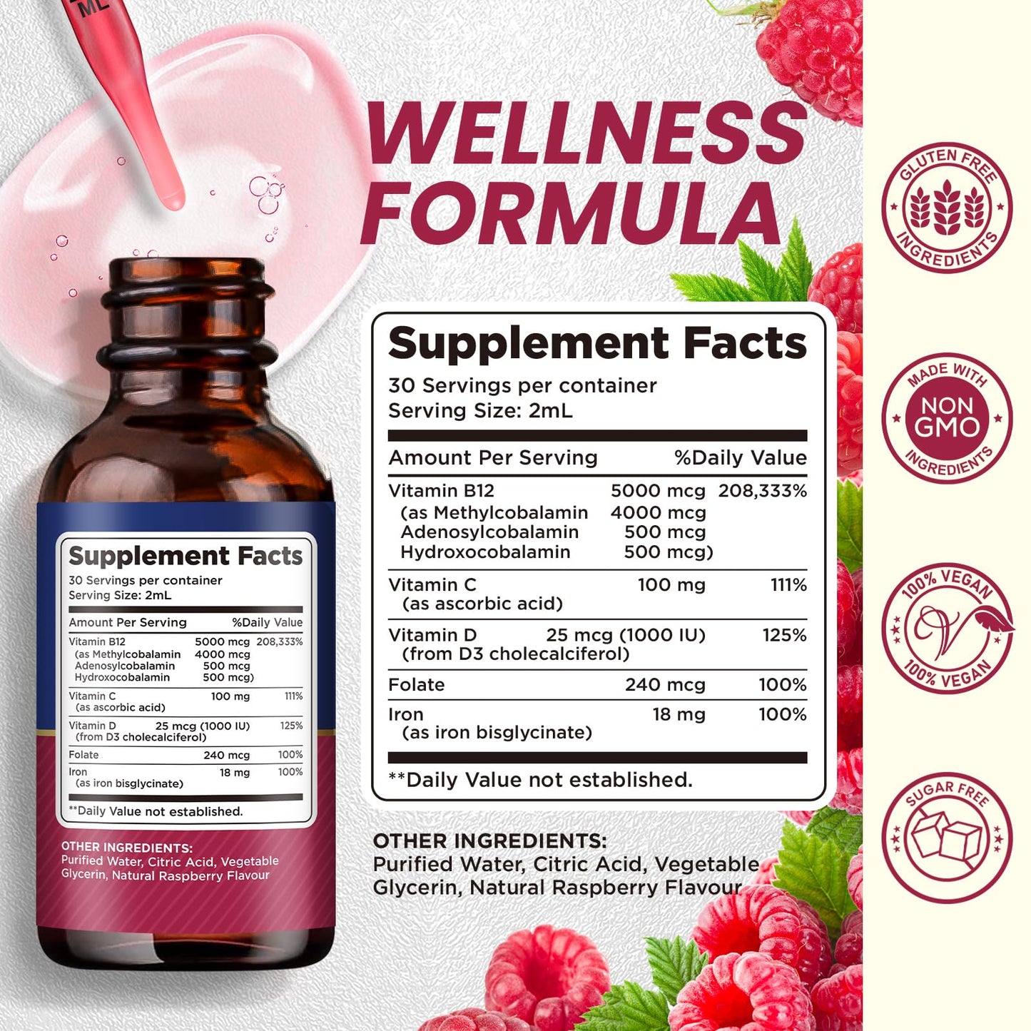 Vitamina B12 con folato y hierro para absorción mejorada
