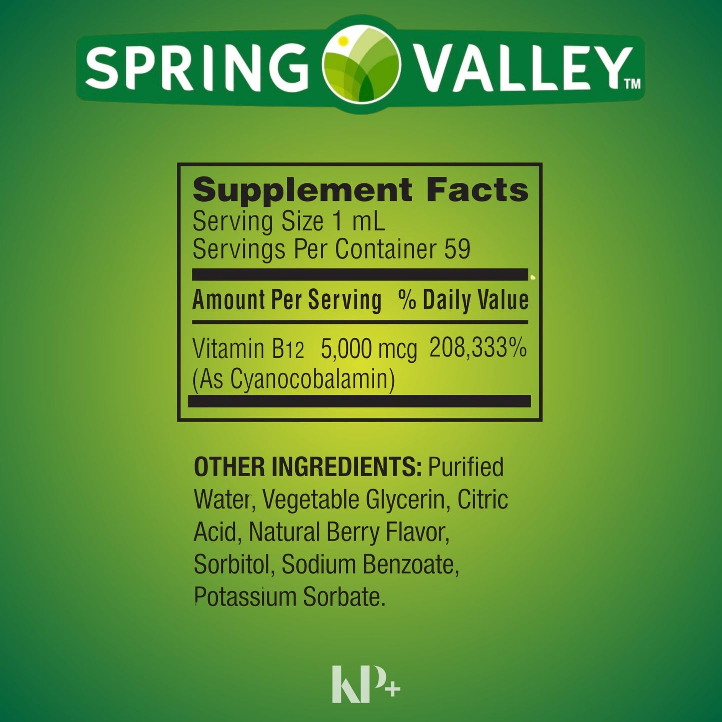 Vitamina B12 líquida KP+ dosis rápida sabor a berries