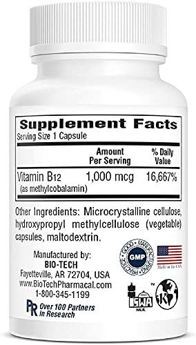 Vitamina b12 metilcobalamina cápsulas Bio-Tech Pharmacal para salud