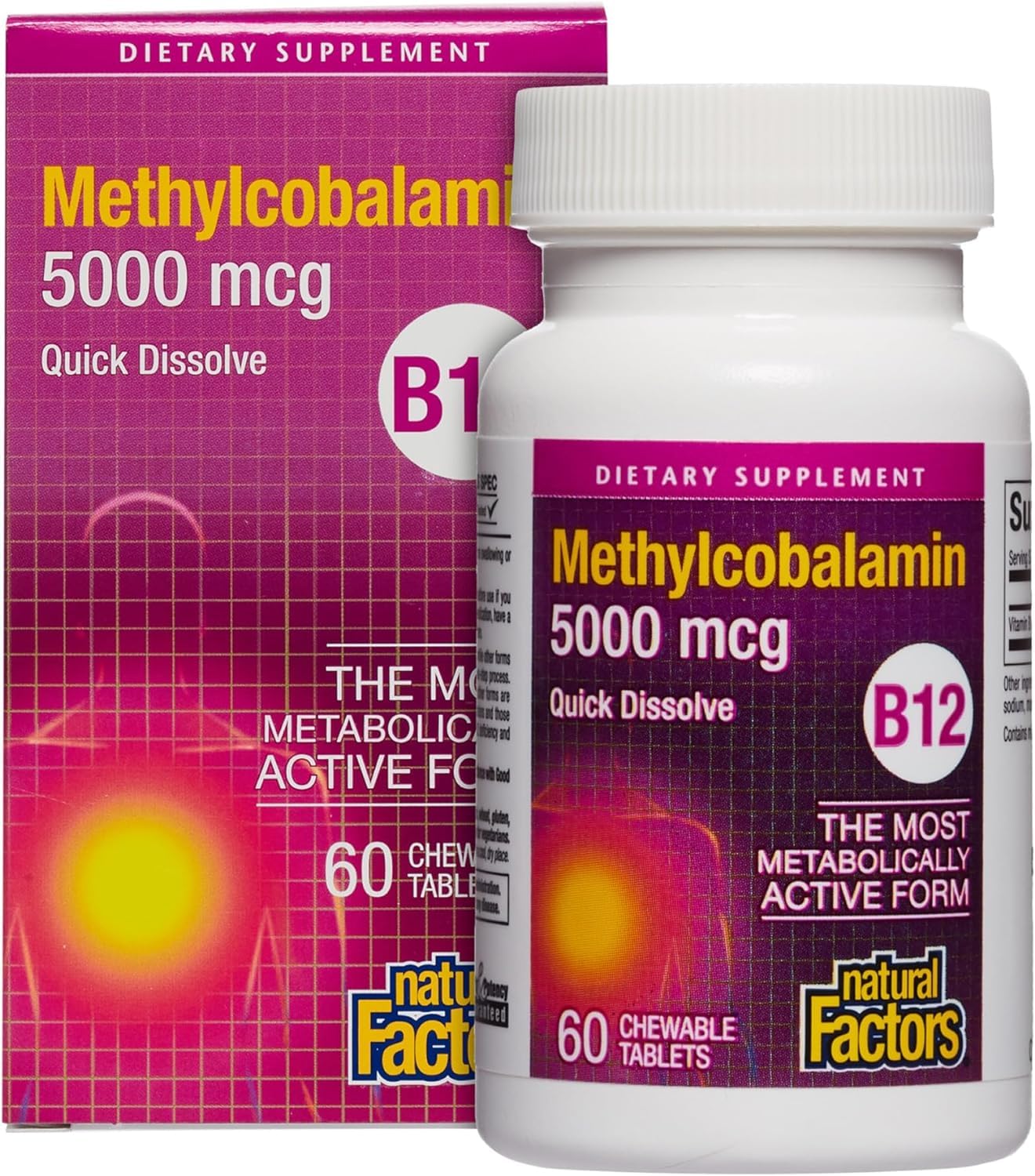 Vitamina B12 Natural Factors 5000 mcg paquete