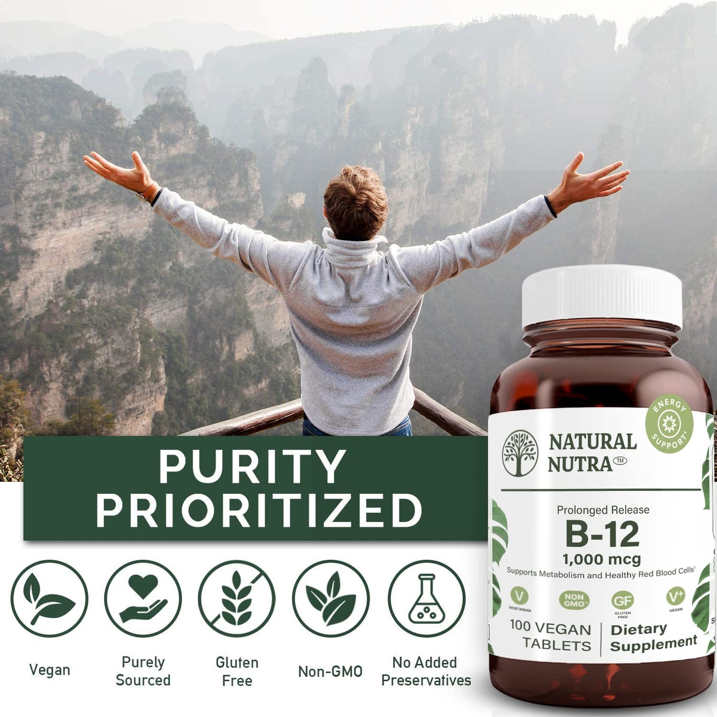 Vitamina B12 Natural Nutra ayuda metabolismo y salud nerviosa