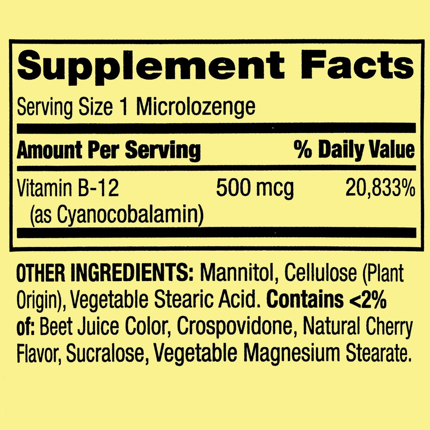 Vitamina B12 Spring Valley micropastillas sin gluten para adultos y niños