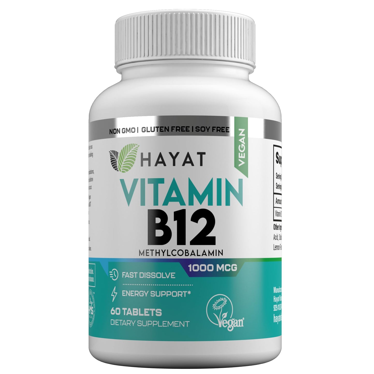 Vitamina B12 vegana HAYAT 60 tabletas apoyo energía