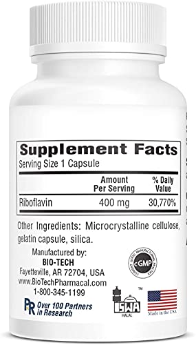 Vitamina B2 Bio-Tech Pharmacal 100 cápsulas suplemento natural