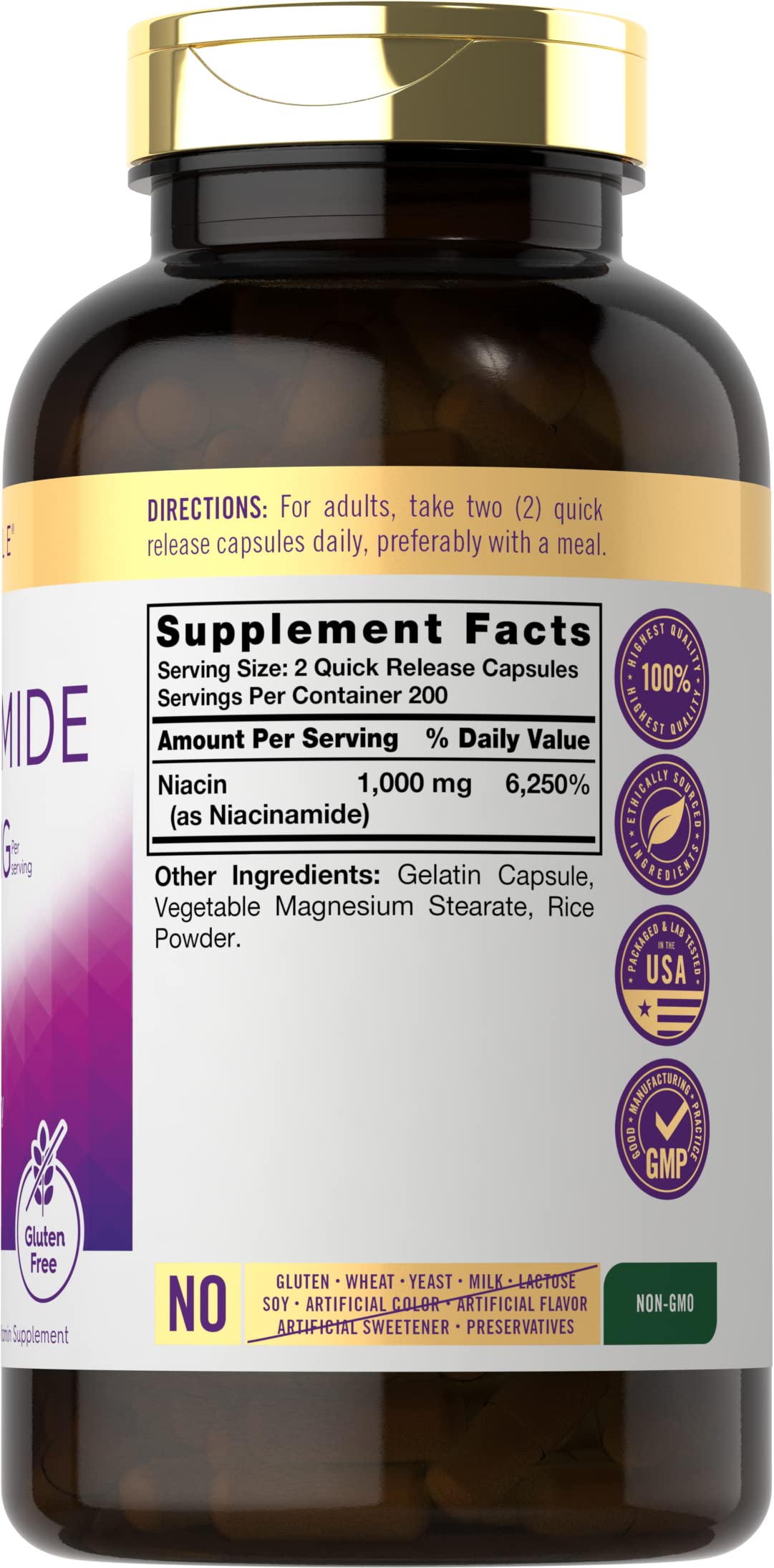 Vitamina B3 de alta potencia niacinamida Carlyle envase