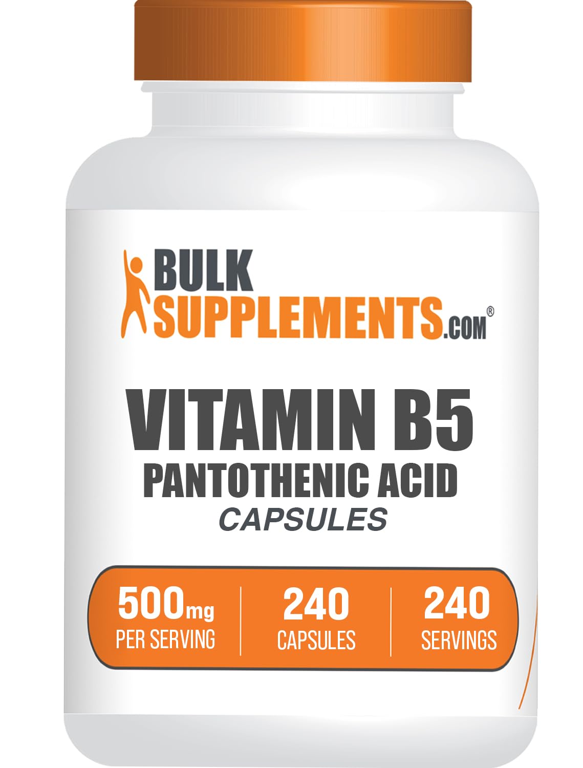 Vitamina B5 BulkSupplements frasco cápsulas salud energía