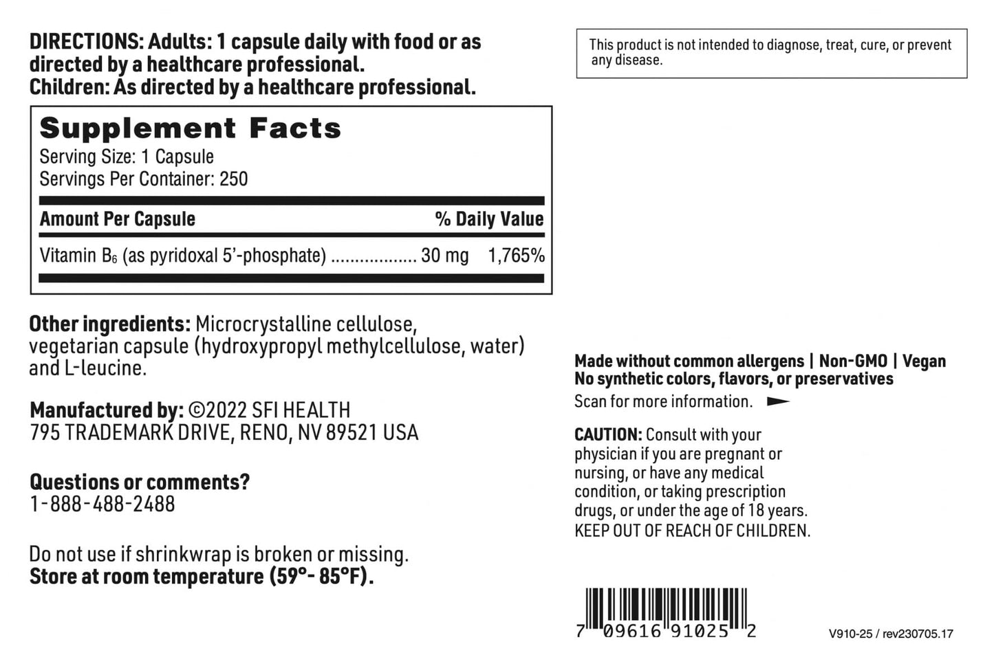Vitamina B6 bioactiva Klaire Labs P-5-P 30mg