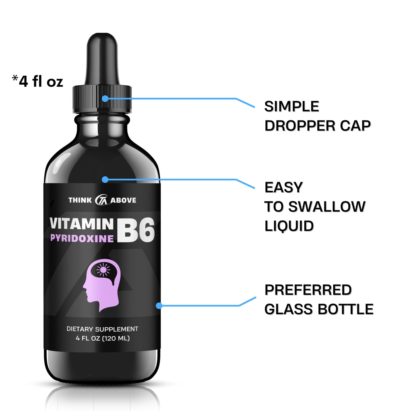 Vitamina B6 líquida en envase vidrio Think Above