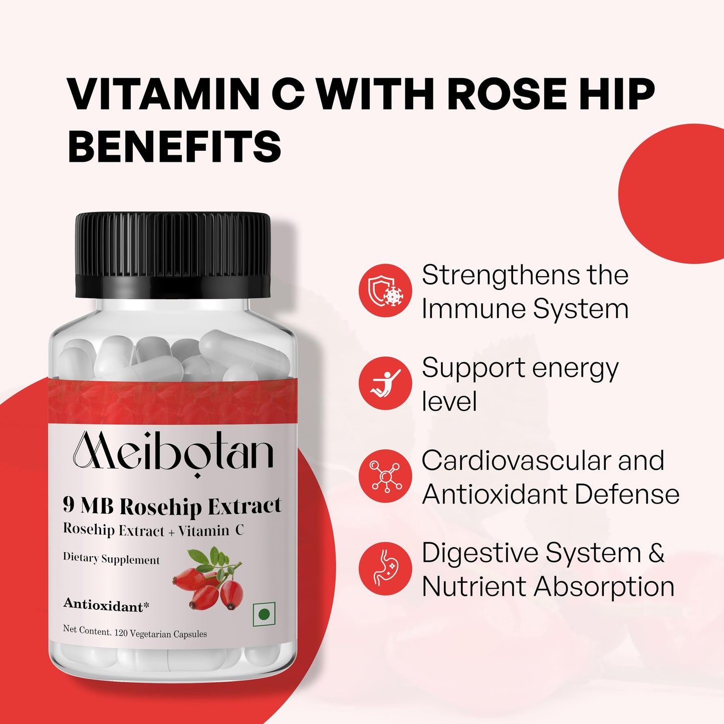 Vitamina c con extracto de rosa mosqueta meibotan detalles