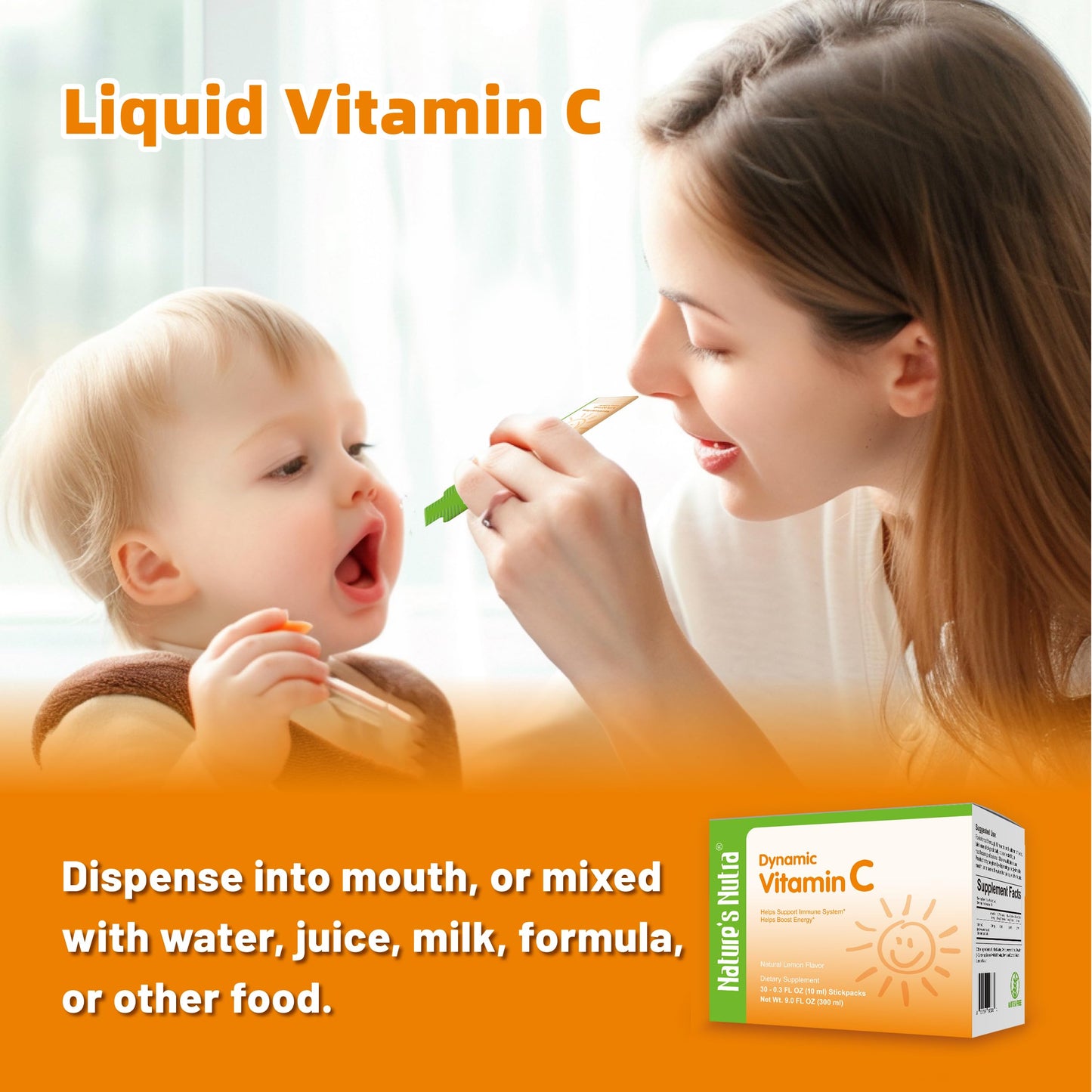 Vitamina C líquida natural en botella con limón