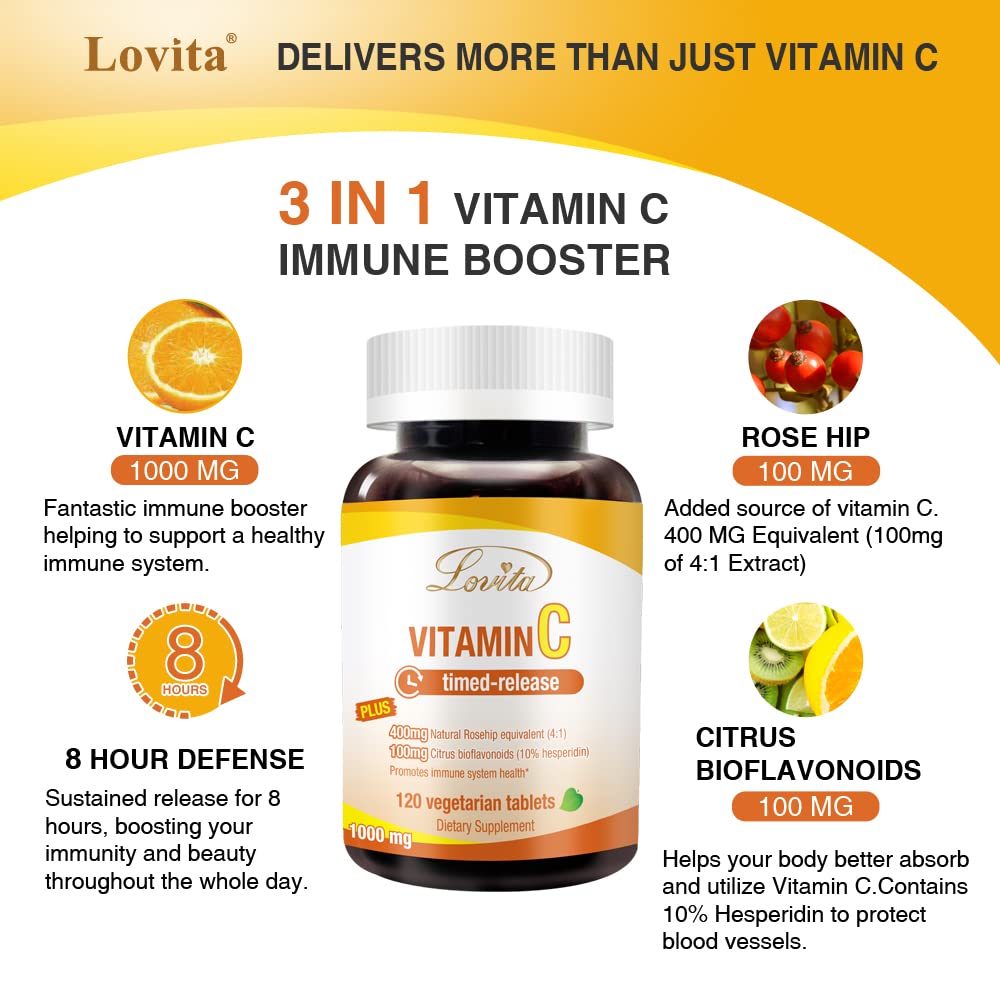 Vitamina C Lovita para colágeno cabello piel y uñas