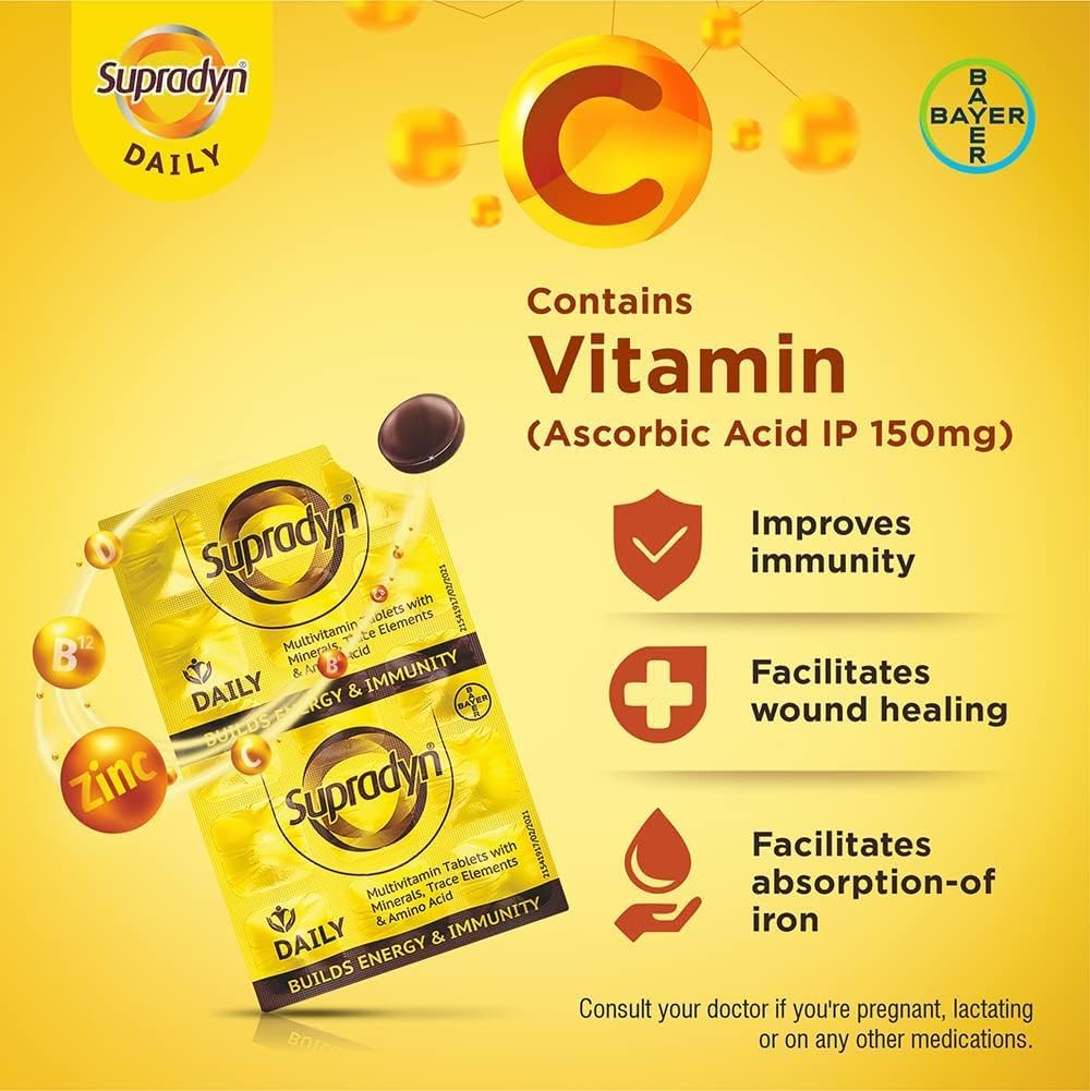 Vitamina C en Supradyn, mejora inmunidad y cicatrización
