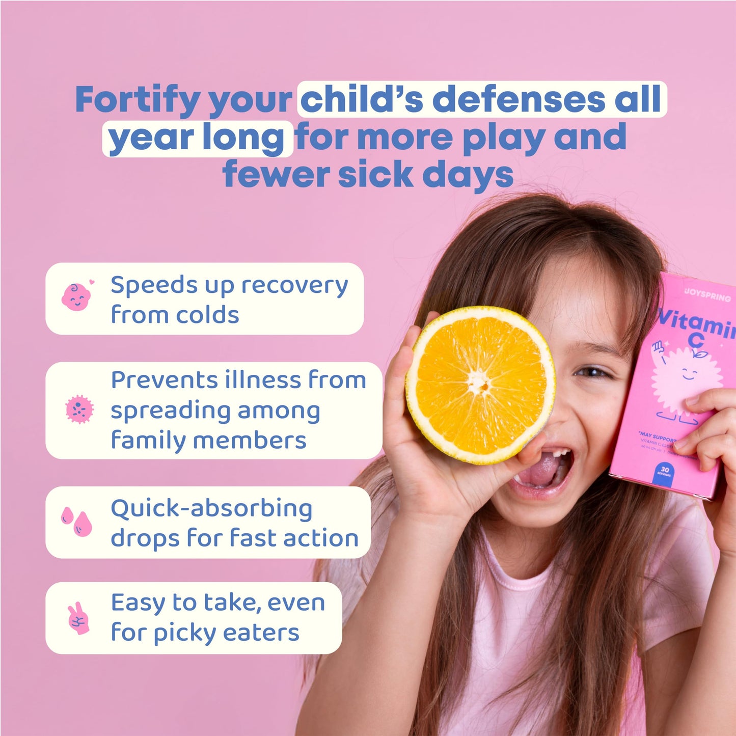 Vitamina c y zinc líquida JoySpring para niños apoyo inmune
