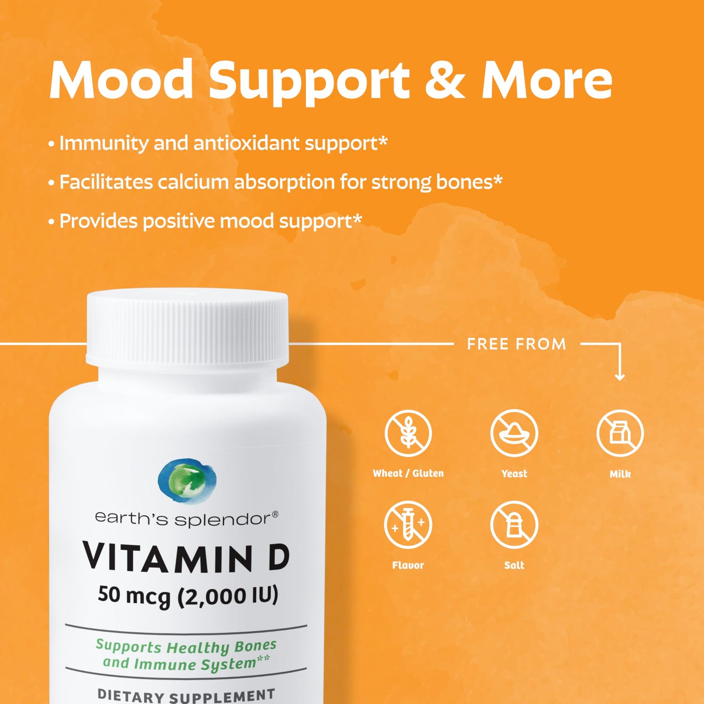 Vitamina D Earth's Splendor para huesos y sistema inmune