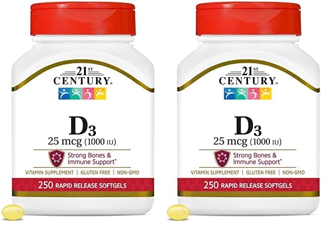 Vitamina D3 21st Century softgels paquete de 250
