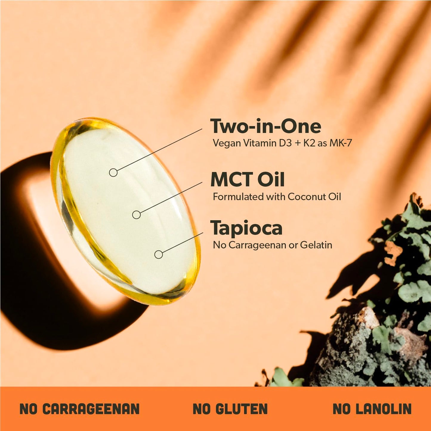 Vitamina D3 4000 UI y K2 100 mcg Cápsulas blanas veganas