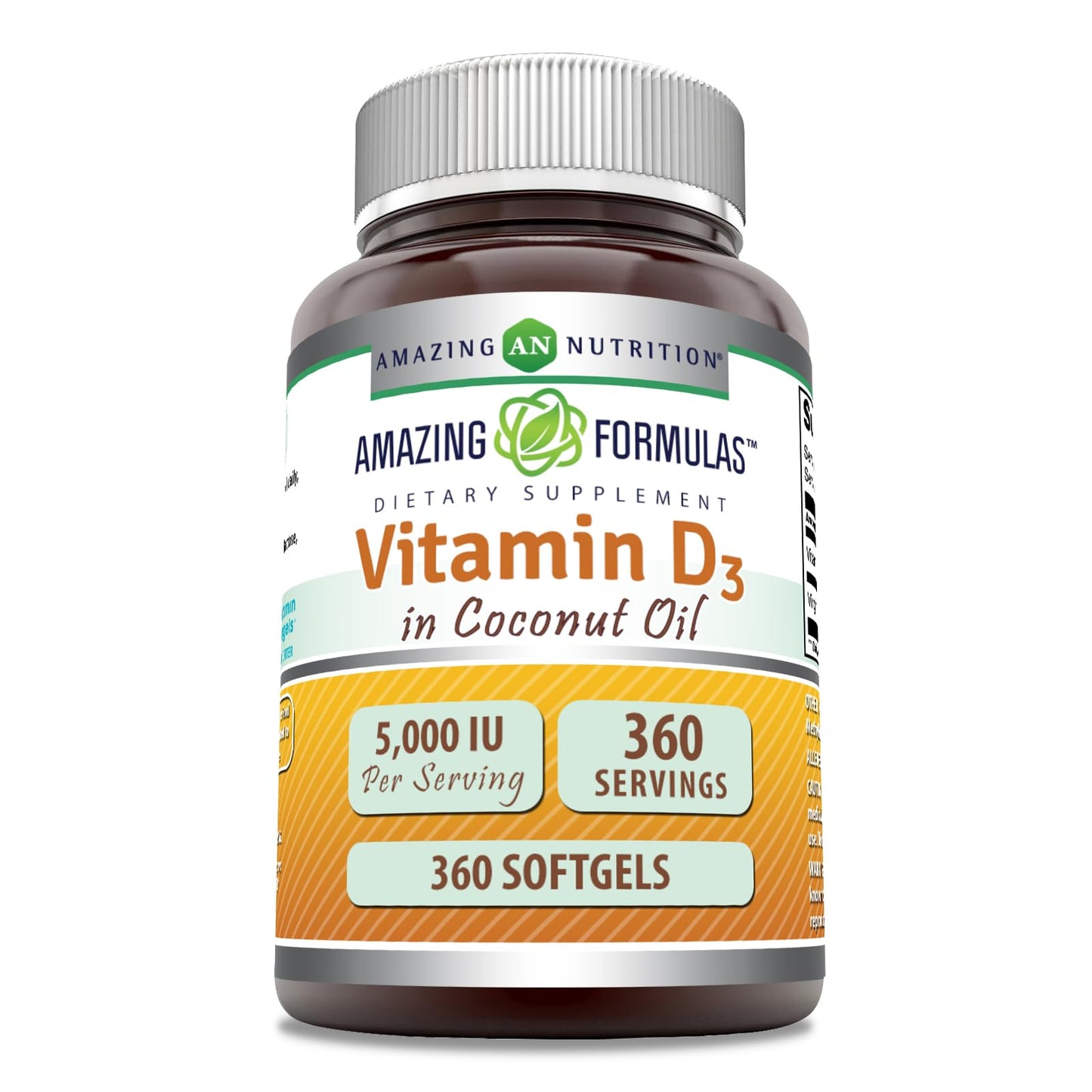 Vitamina D3 5000 IU Amazing Formulas botella cápsulas blandas