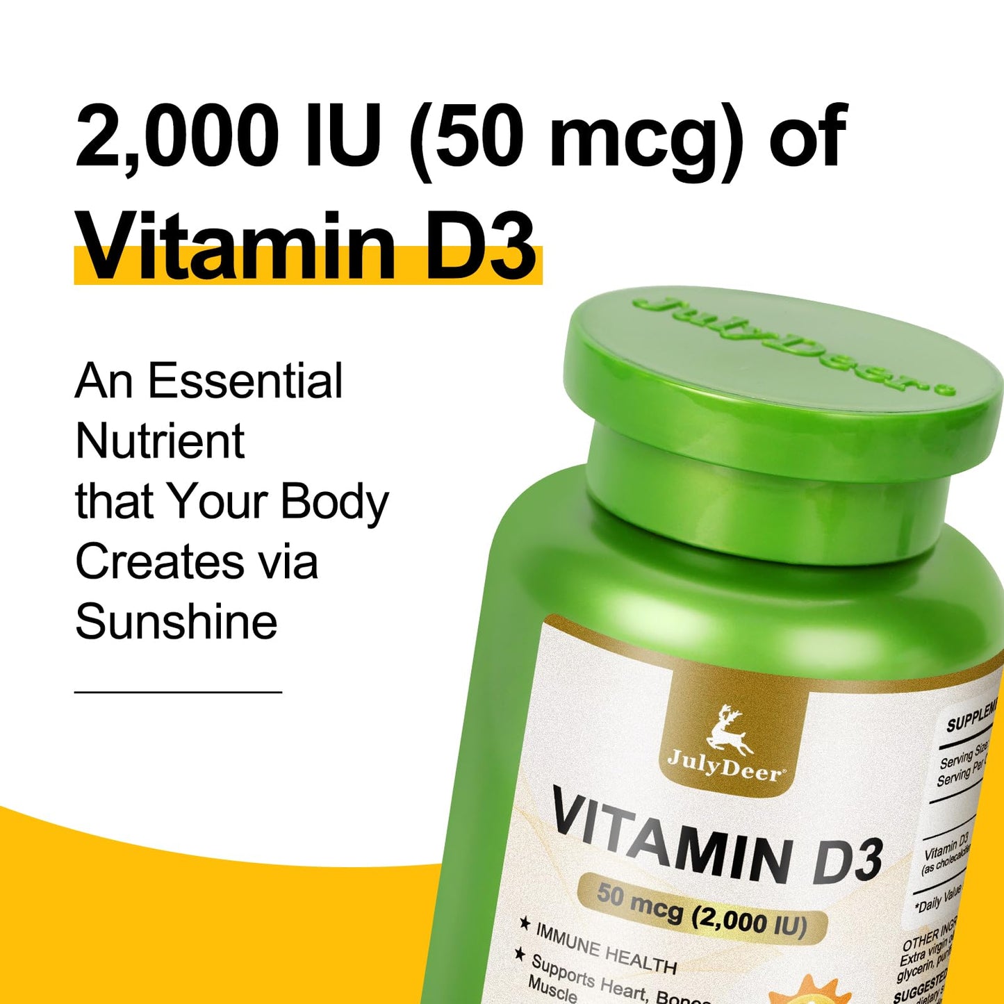 Frascos y cápsulas blandas de vitamina D3 con aceite de oliva extra virgen