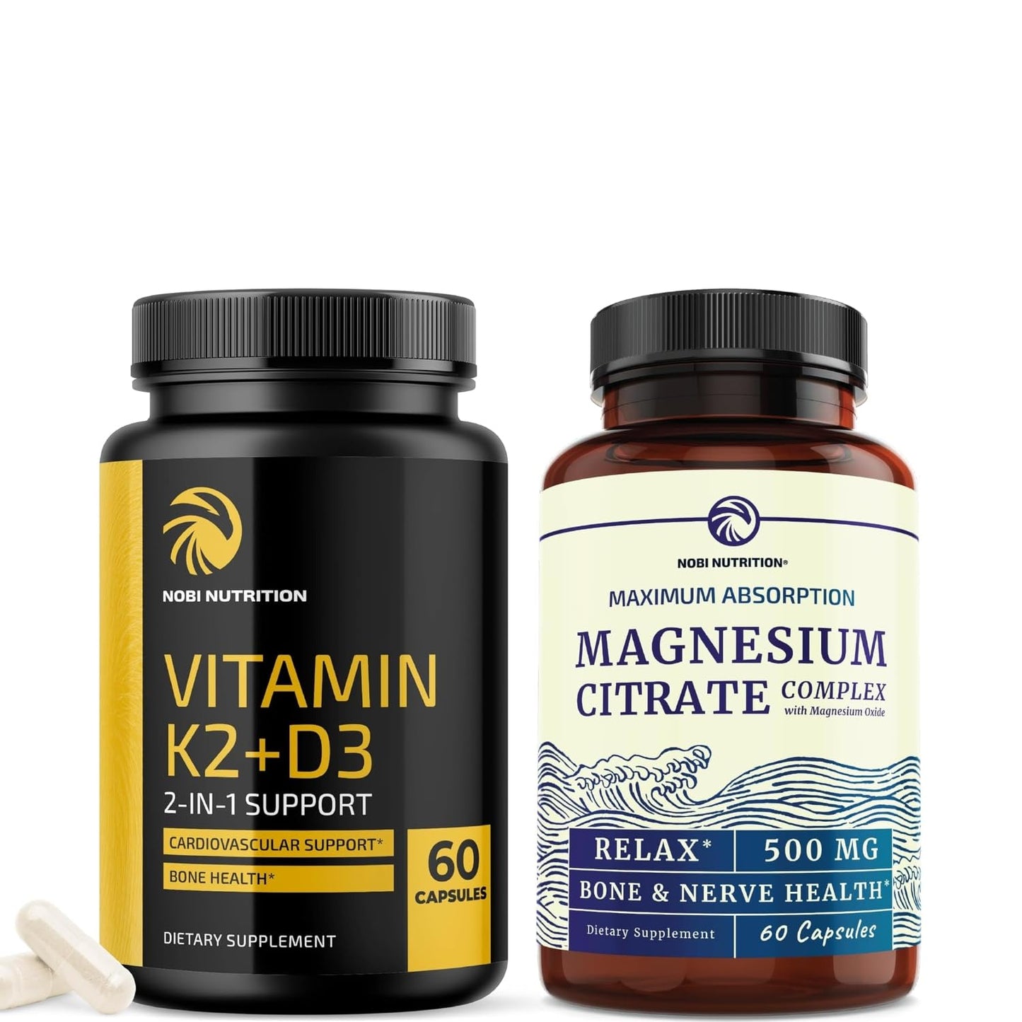 Vitamina D3 K2 suplemento con citrato de magnesio Nobi Nutrition