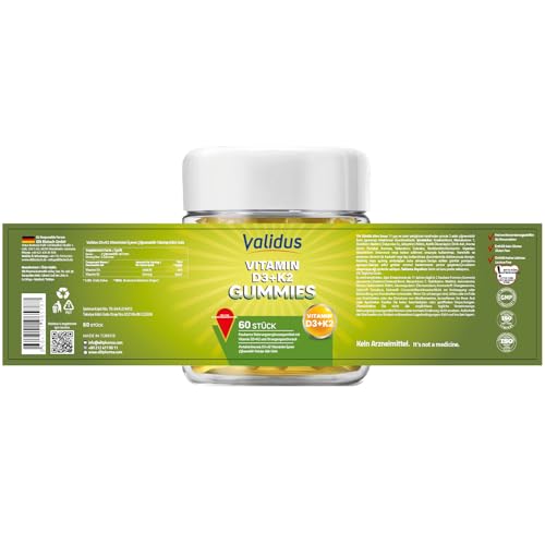 Vitamina D3 y K2 en gummies VALIDUS