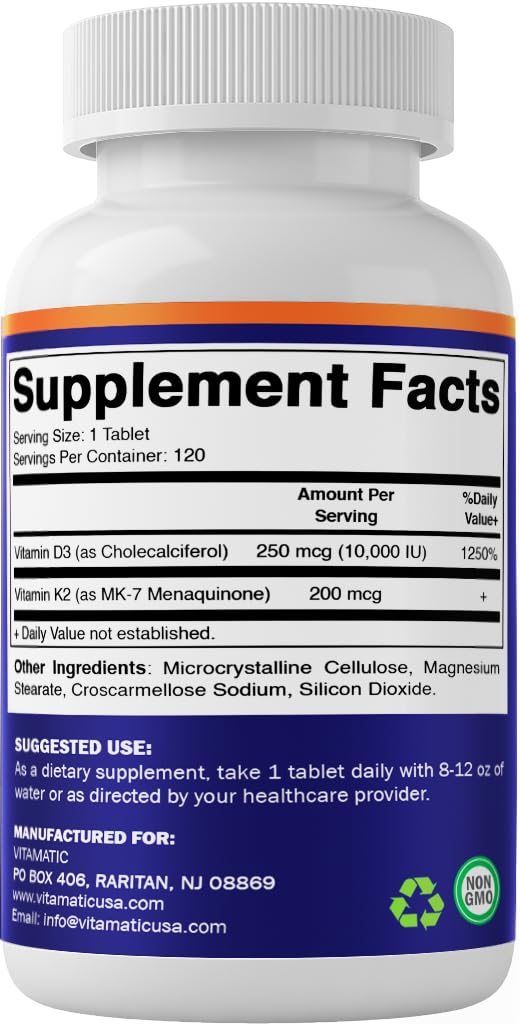 Tabletas de Vitamina D3 K2 para salud ósea