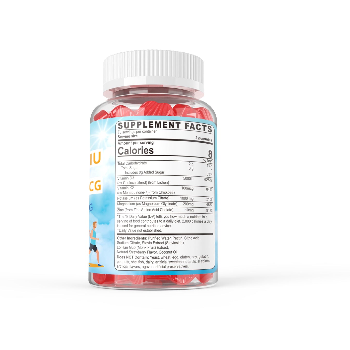 Vitamina D3 K2 suplementos gomitas veganas sabor fresa natural