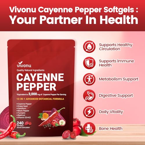 Vitamina D3 K2 VivoNu cápsulas pimienta cayena