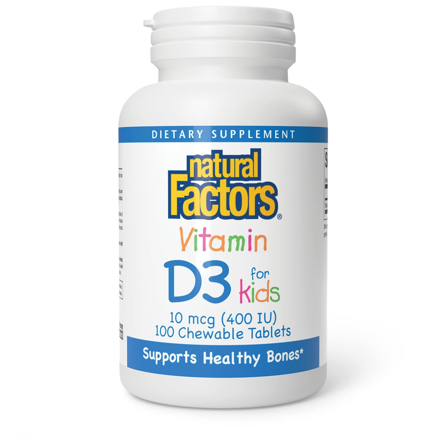 Vitamina D3 Natural Factors 400 UI 100 tabletas
