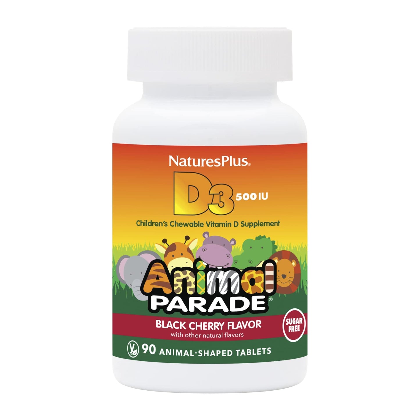 Vitaminad D3 para niños sabor cereza negra Natures Plus Animal Parade