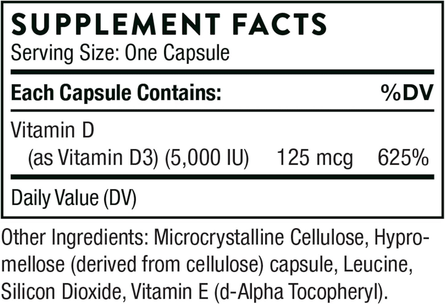 Vitamina D-5000 de Thorne para salud ósea y muscular