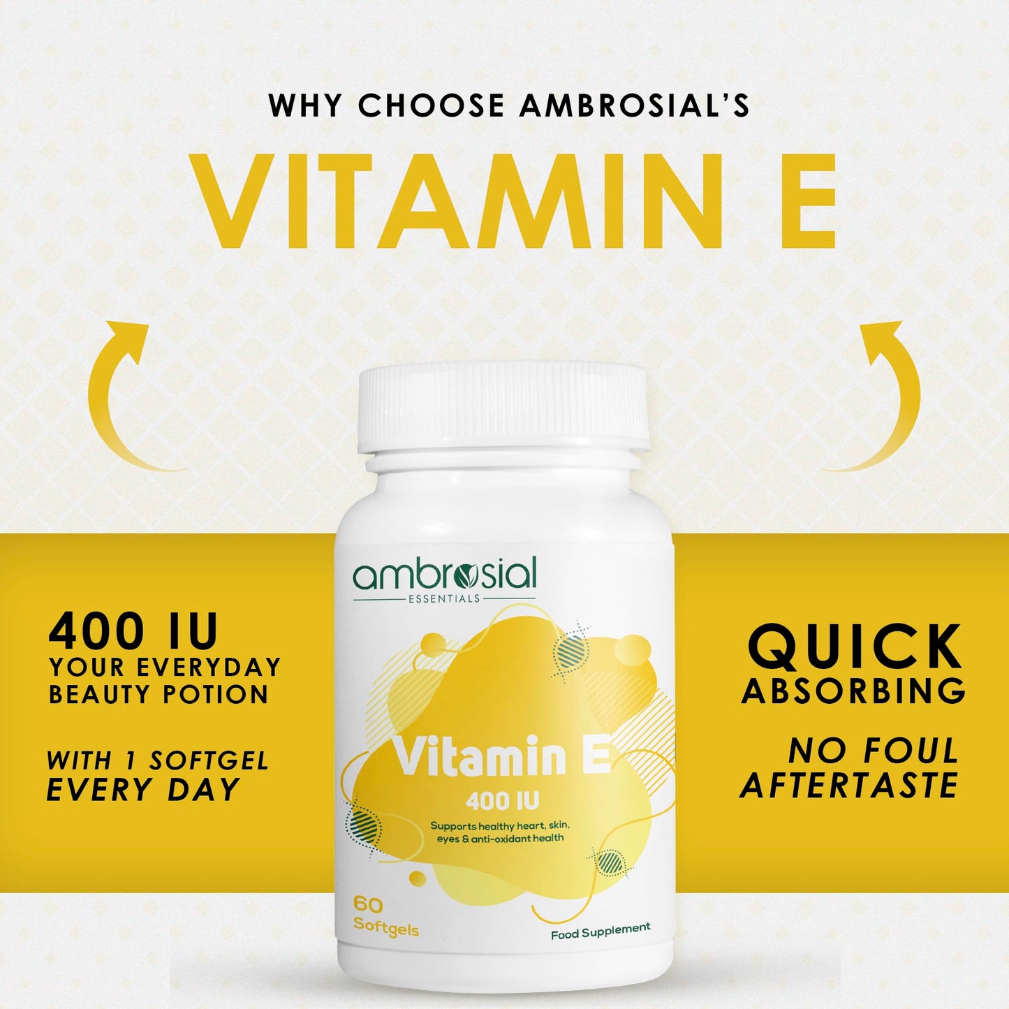 Vitamina e ambrosial envase con 60 cápsulas para salud