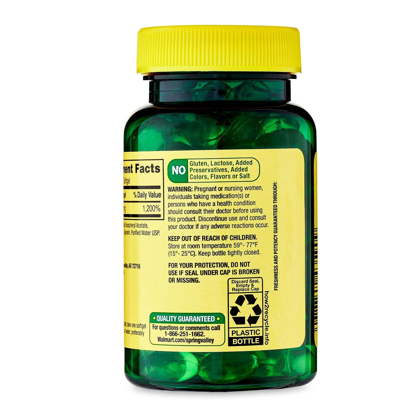 Vitamina E cápsulas blandas no GMO y sin gluten Spring Valley