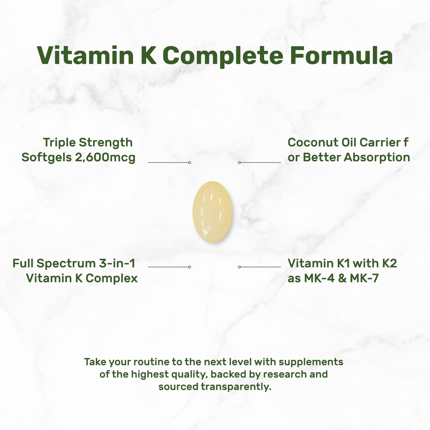 Vitamina K Completa para salud ósea y cardíaca.
