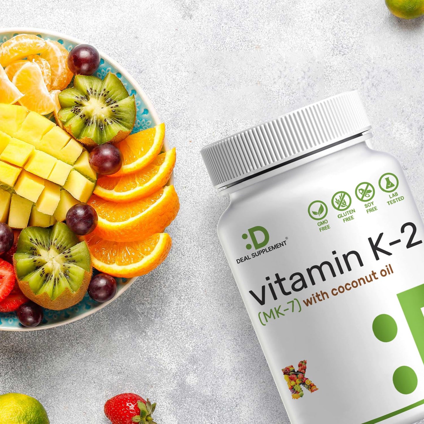 Vitamina K2 MK-7 cápsulas blandas vista cercana