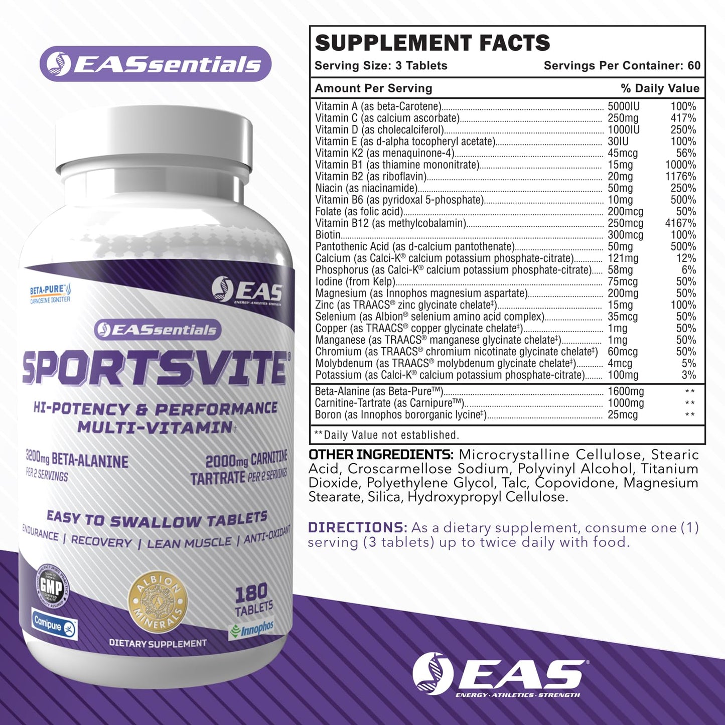 Vitamina y mineral para rendimiento y recuperación óptimos - EAS SportsVite