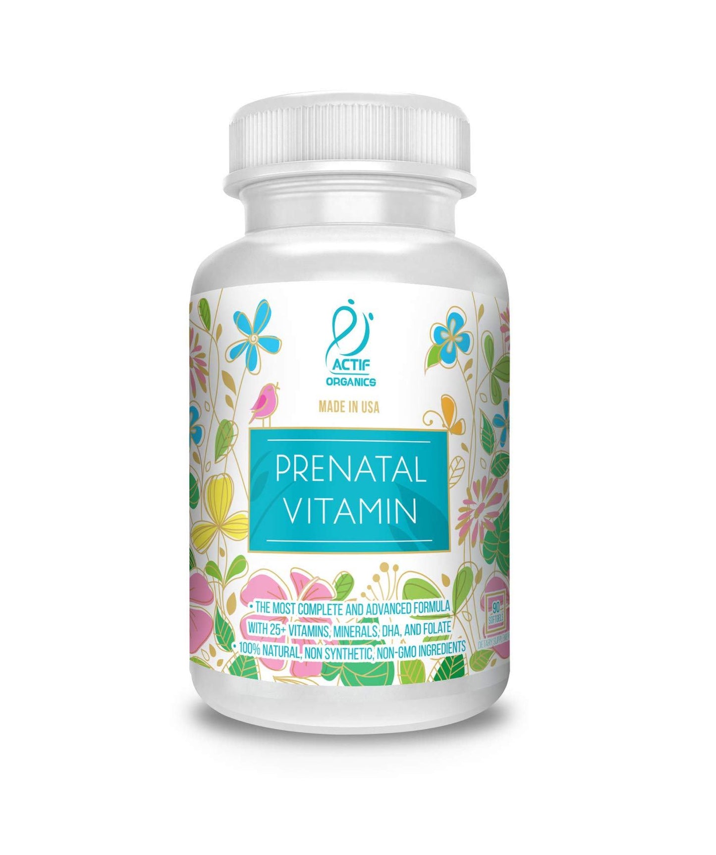Vitamina prenatal orgánica ACTIF botella 90 cápsulas