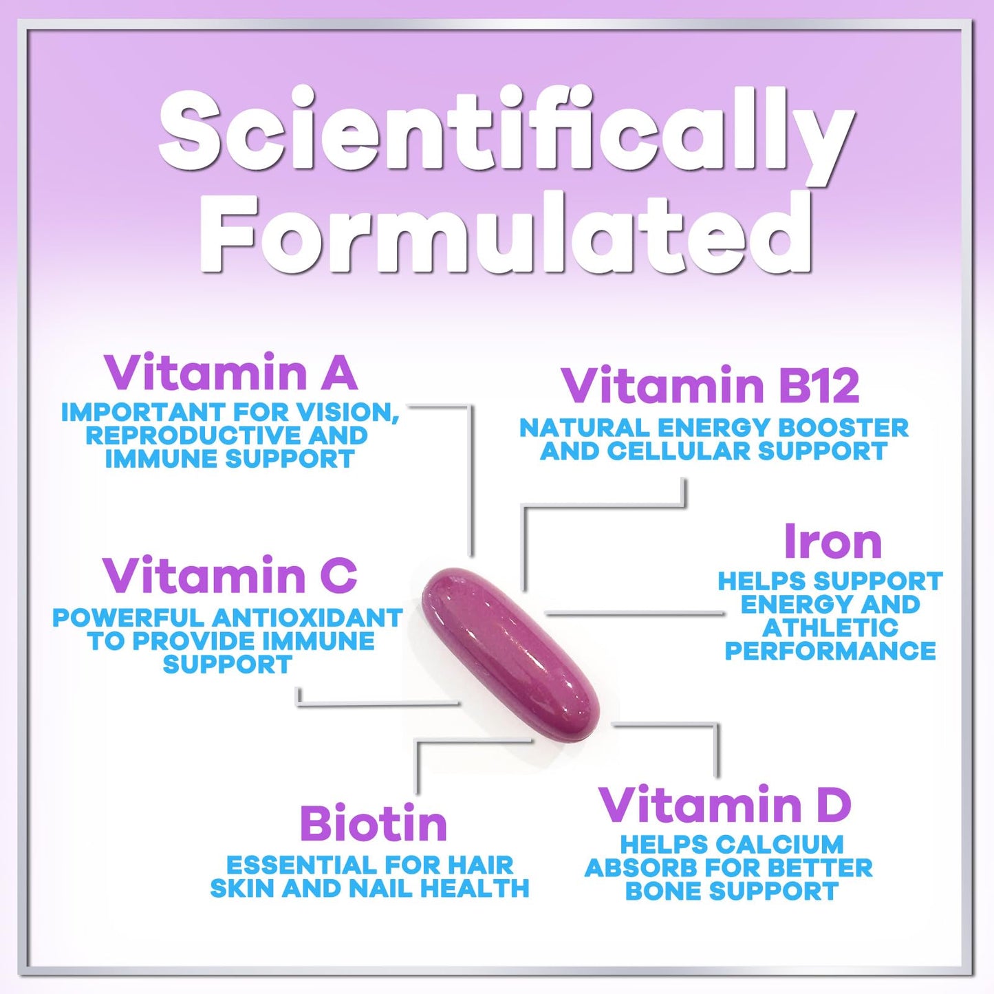 Vitaminas A, C, D, E y Zinc en multivitamins para mujeres