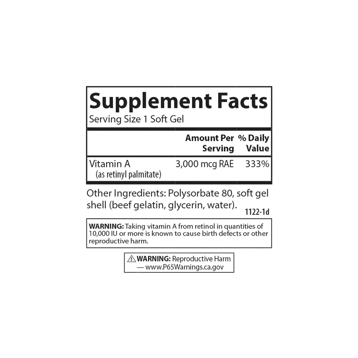 Vitaminas A Carlson para piel y salud visual