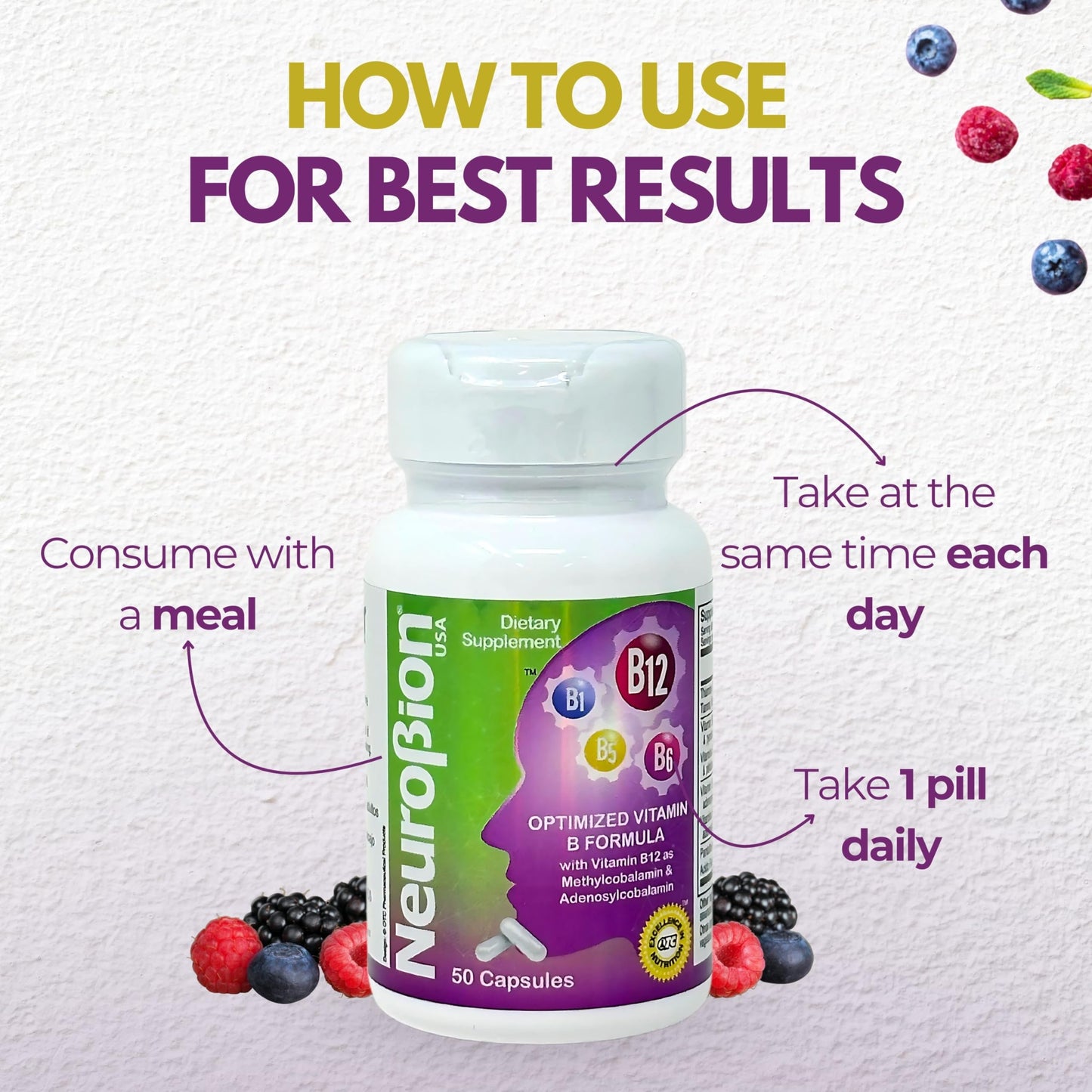 Vitaminas B para función cognitiva y memoria mejorada