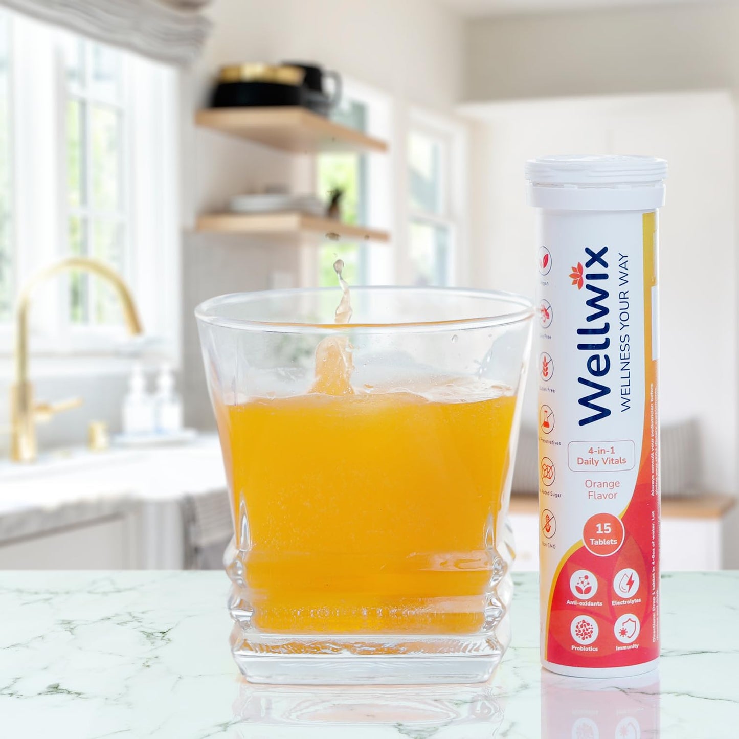 Vitaminas C y D3 en tabletas Wellwix efervescentes