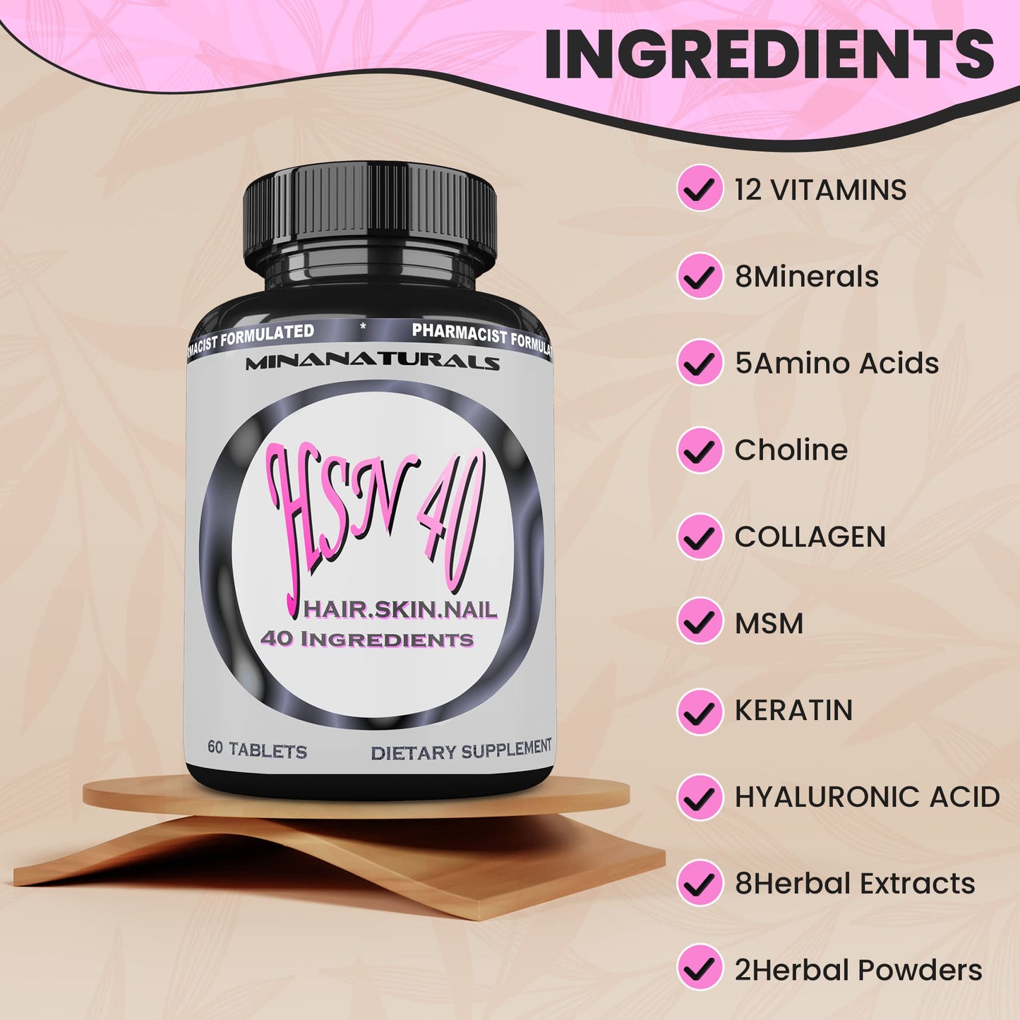 Vitaminas para cabello más fuerte y uñas saludables MINANATURALS