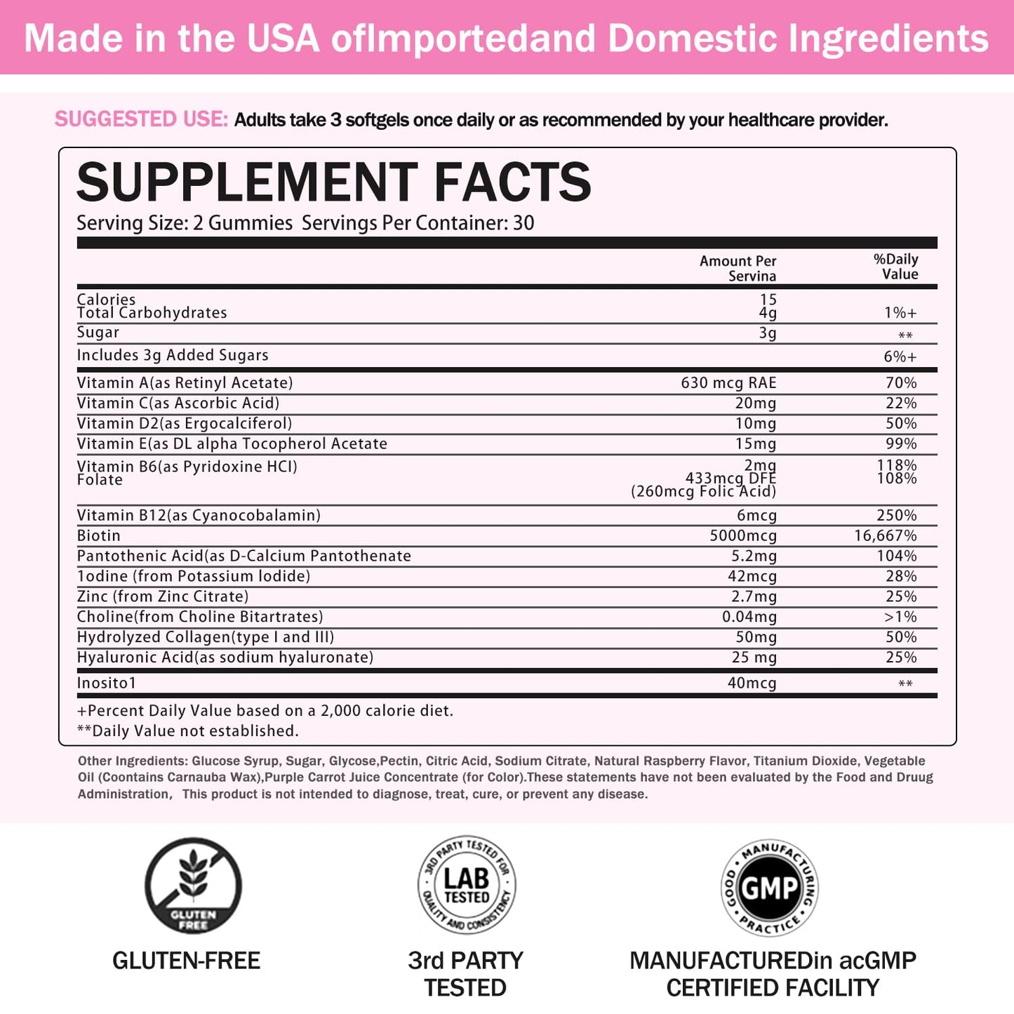 Vitaminas de crecimiento capilar Montue de origen vegano.