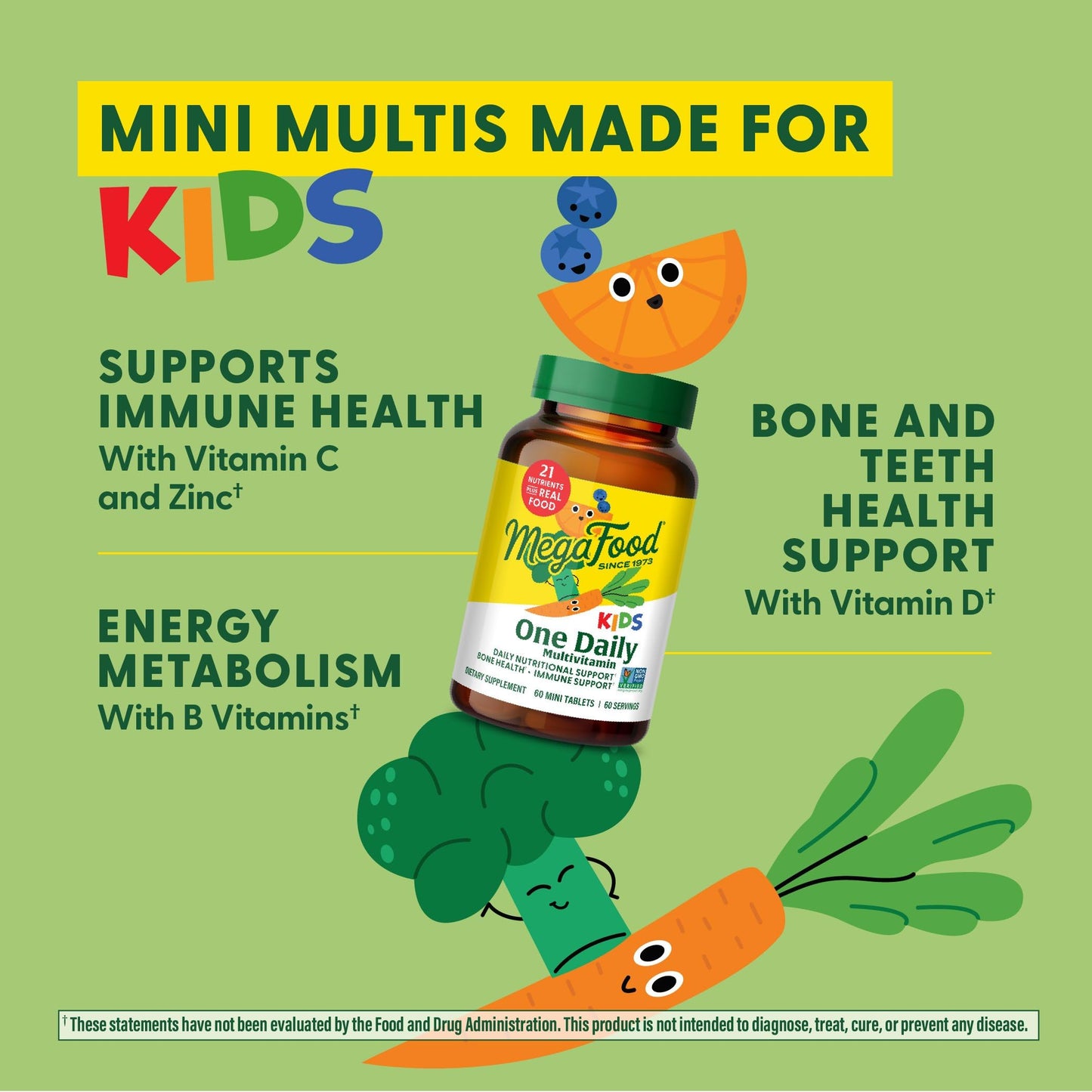 Vitaminas para crecimiento y salud infantil sin aditivos
