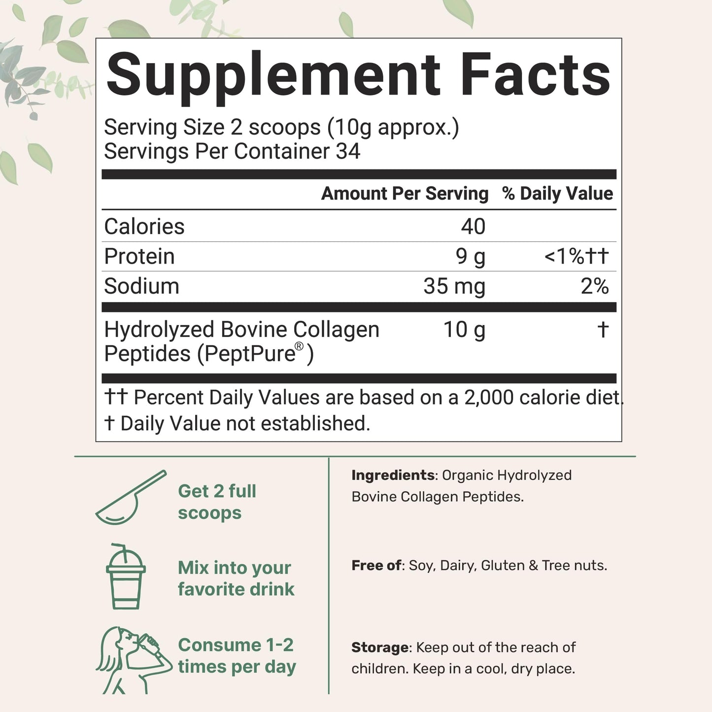 Vitaminas D3 K2 y colágeno en polvo para articulaciones